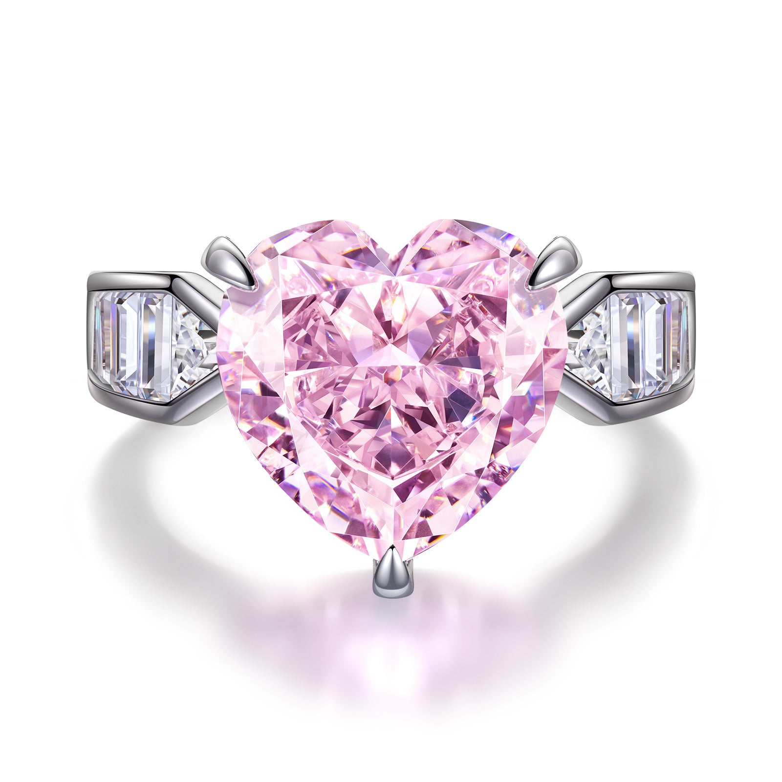 Heart Fancy Pink Cubic Zirconia Rings