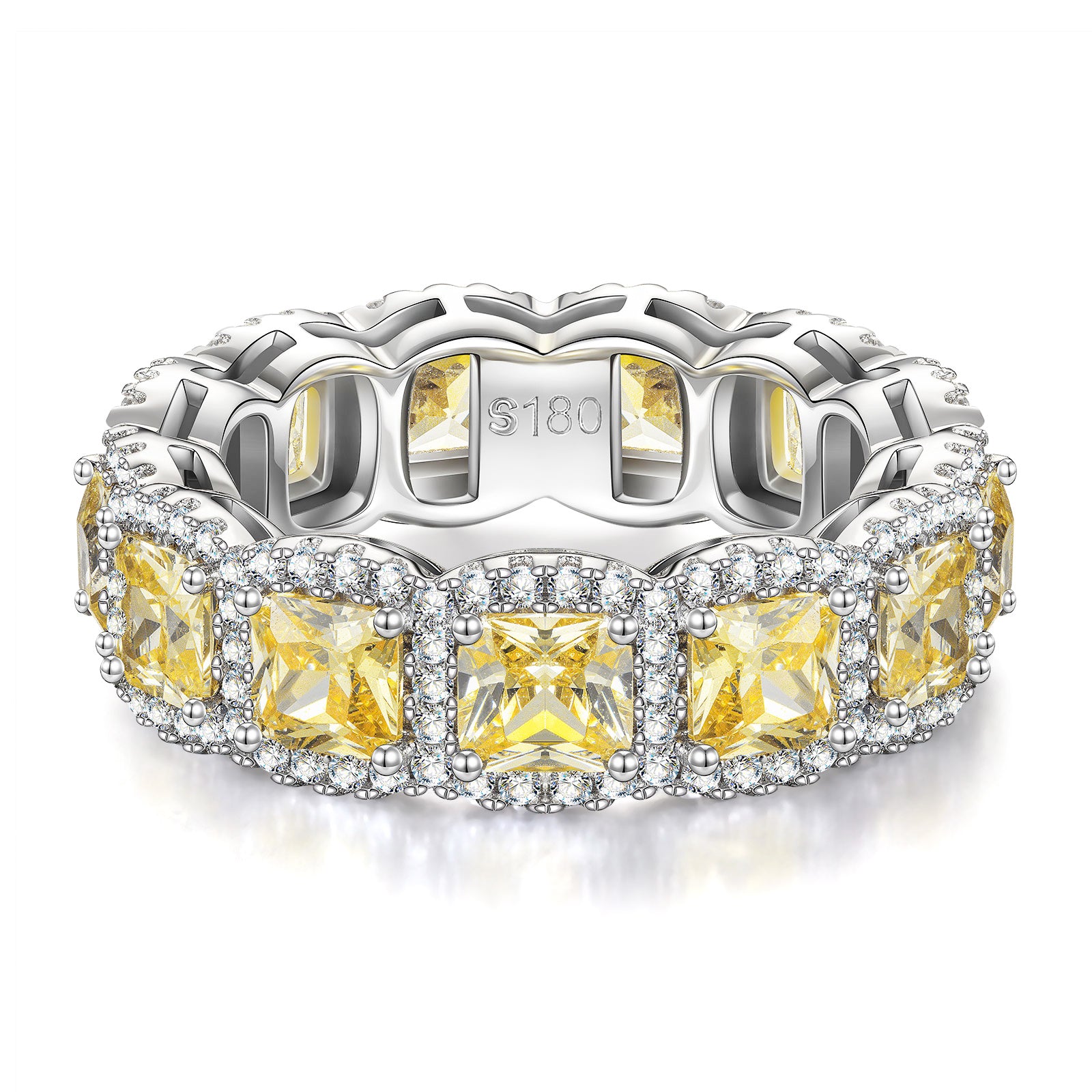 Radiant Citrine Yellow Cubic Zirconia Rings