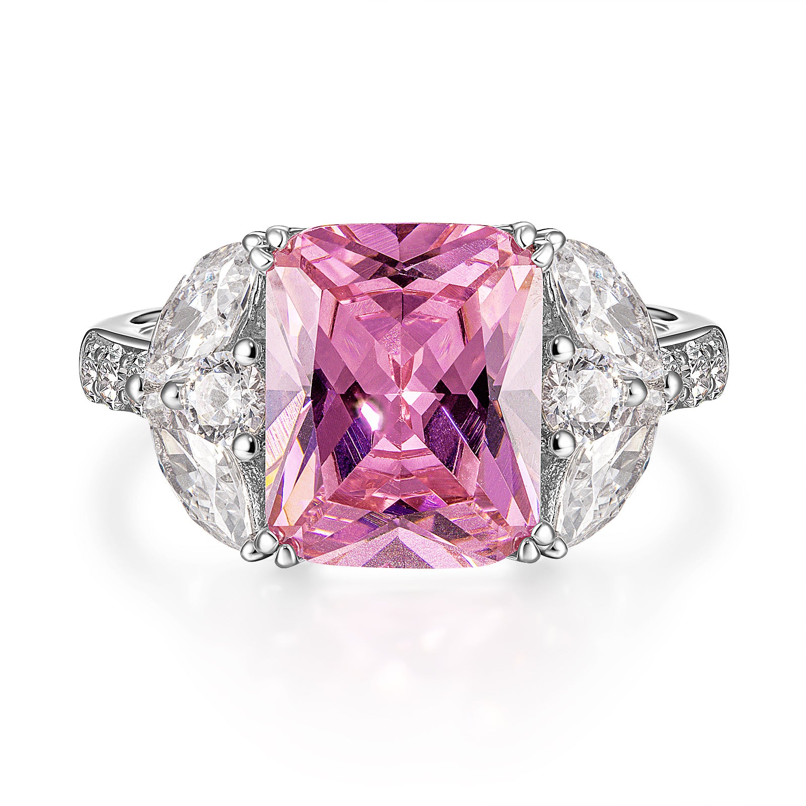 Radiant Fancy Pink Cubic Zirconia Rings